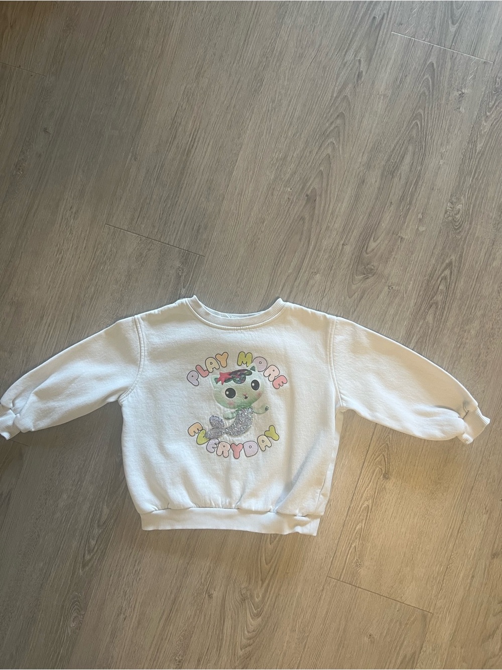 H&M White Kids Graphic Sweatshirt with Pastel Multicolor Print
